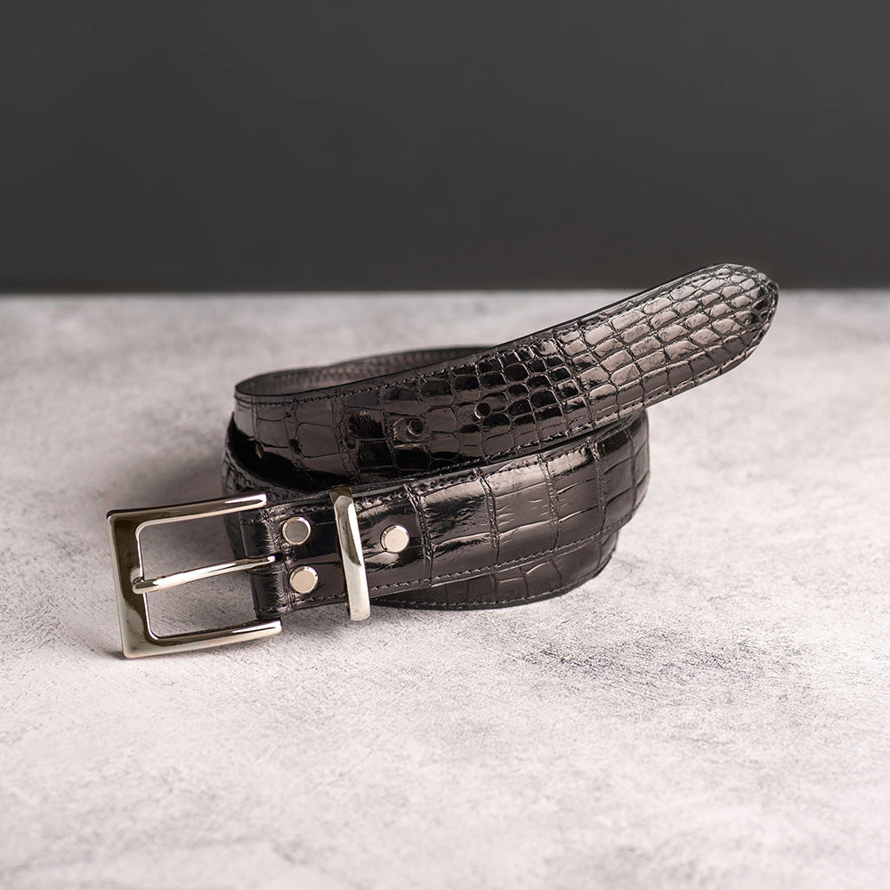 Black Glazed Gator Belt – Glover and Wyre