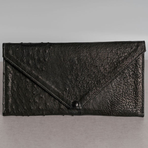 Black Ostrich Clutch bag