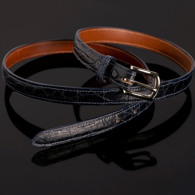 Women's Navy Blue Alligator Belt